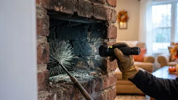 Flashlight check of a brick firebox